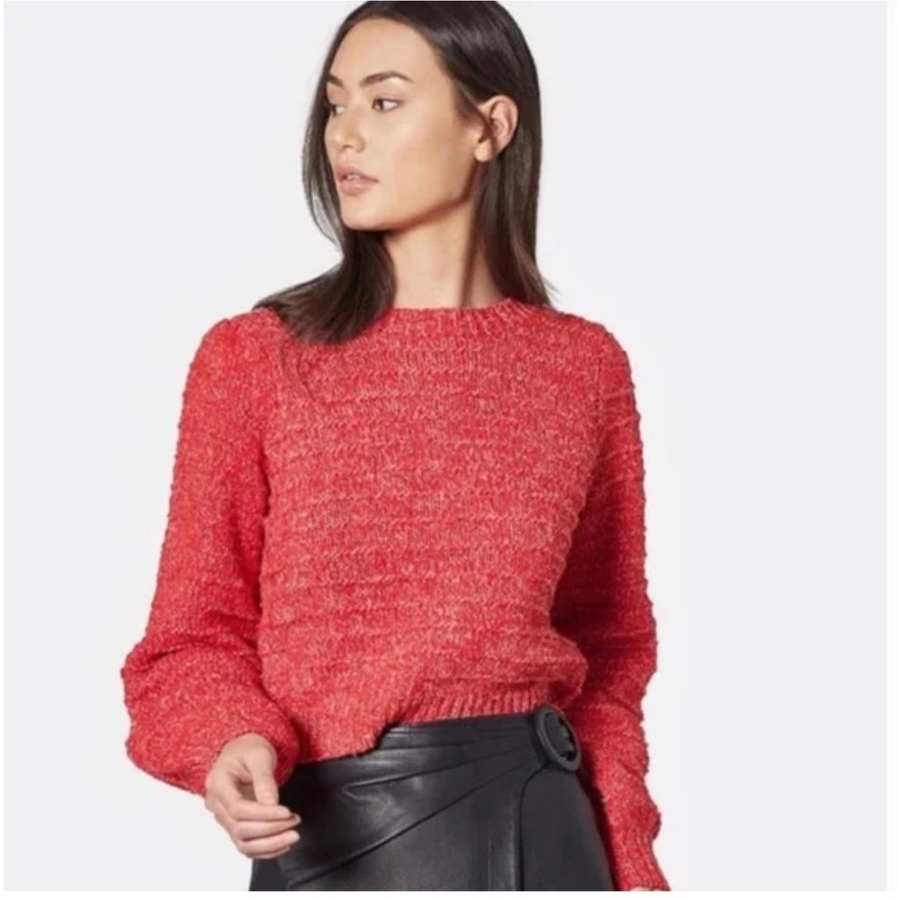 Joie Cropped Red Knit Sweater